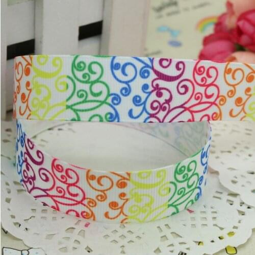 7/8'' Free shipping swirl colorful printed grosgrain ribbon hair bow diy party decoration wholesale OEM 22mm B224