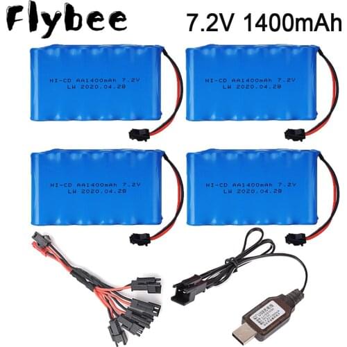 With SM-2P Plug 7.2v 1400mah Ni-MH Battery And Charger For Rc toys Car Tank Robot Gun Boat AA 7.2v Rechargeable Battery Pack