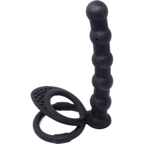 Anal Expander for Couples Wearing Silicone Butt Plug Double-Point Delay Cock Ring Pull Bead Anal Plug Adult Sex Stimulator Toys