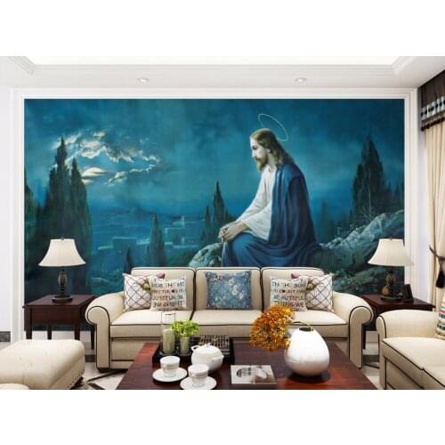Free Shipping Wholesales Custom Size 3D Photo Mural Wall Sticker God Removable Wall Papers Self-adhesive Vinyl Art Home Decor