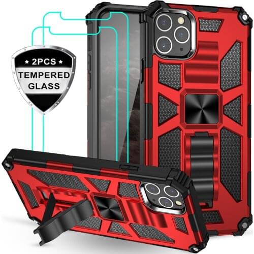 For iPhone SE 2020 12 11 Pro XS Max XR X 6 7 8 Plus Case,Armor Shockproof Magnetic Ring Bracket Hybrid Military Protector Cover