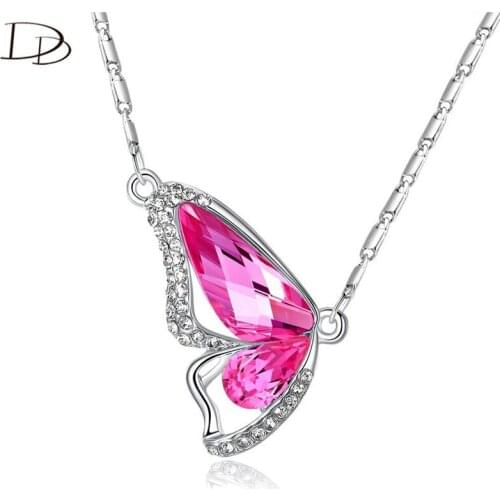 DODO Kpop Butterfly Choker Necklaces For Women Colorful Austrian Crystal & AAA Zircon Fashion Jewelry Silver Color Collier N07