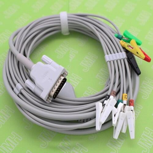 DB15P M3703C animal EKG ECG EMG 10-lead cable and Alligator-clip electrode for Philips(HP) monitor/special Flat electrode