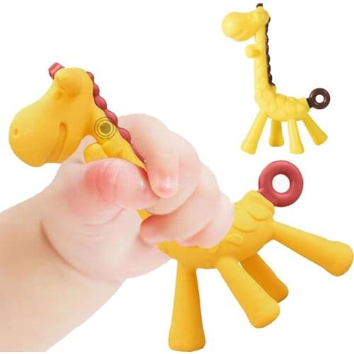 Baby Teether Baby Giraffe Teething Stick Toddler Silicone Banana Teething Baby Care Toothbrush for Baby Infant Teether Molar Rod