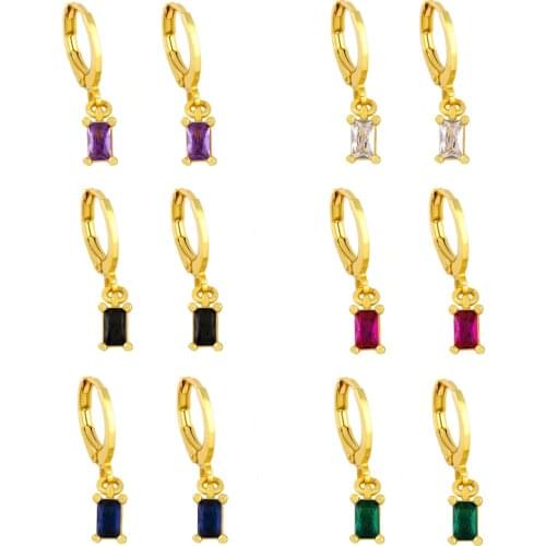 EYIKA New Simple Multicolor Bling Cubic Zirconia Square Hoop Earring Fashion Gold Color Polish Geometric Minimalist Jewelry Gift