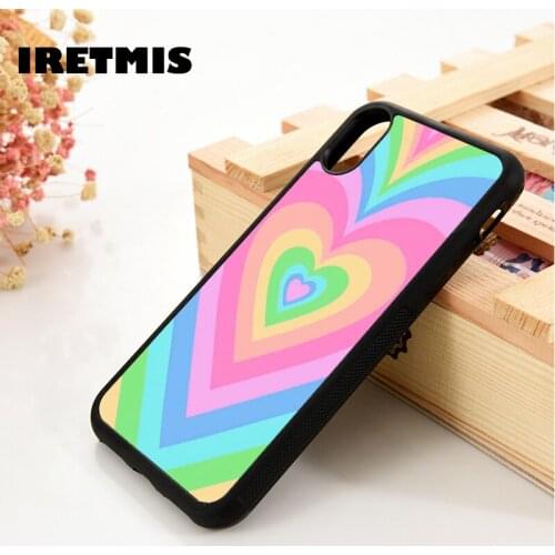 Iretmis 5 5S SE 6 6S TPU Silicone Rubber Phone Case Cover for iPhone 7 8 Plus X Xs 11 12 MINI Pro Max XR Pastel Heart