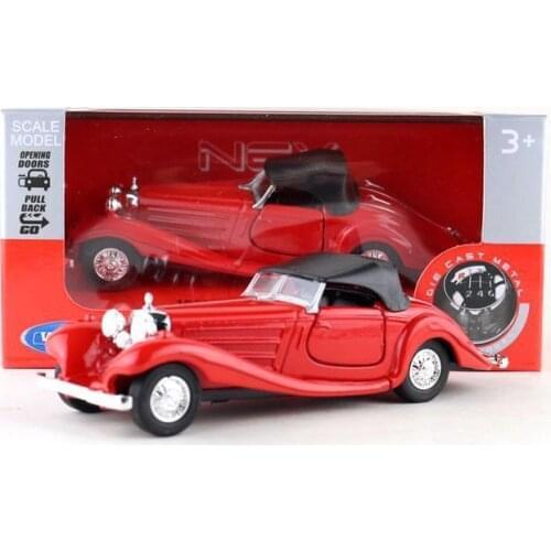 1:36 Scale M-B 1936 500K Classical Toy Car WELLY Diecast Model Pull Back Doors Openable Educational Collection Gift For Kid