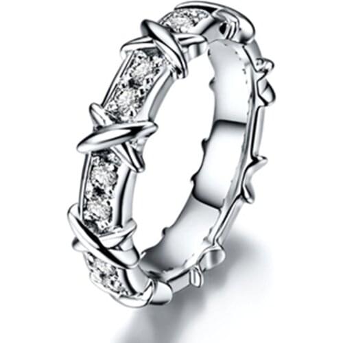 Classical T pattern Cross LOVE Diamonds Engagement Ring for darling Platinum 950 Ring White Gold Jewelry