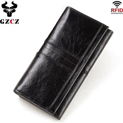 Genuine Leather Women Clutch Wallet and Female Coin Purse Portomonee Clamp For Phone Bag Card Holder Handy Passport Holder Gifts