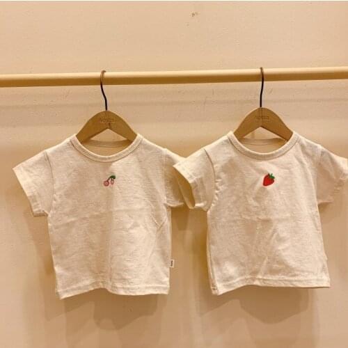 0-2Years Cartoon Print Baby Girls T Shirt for Summer New Infant Kids Children Strawberry Cherry Top Wear Clothes Cotton Toddler