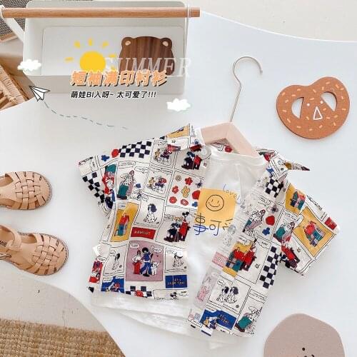 Summer New Fashion Kids Boys Cartoon Printed Shirt
