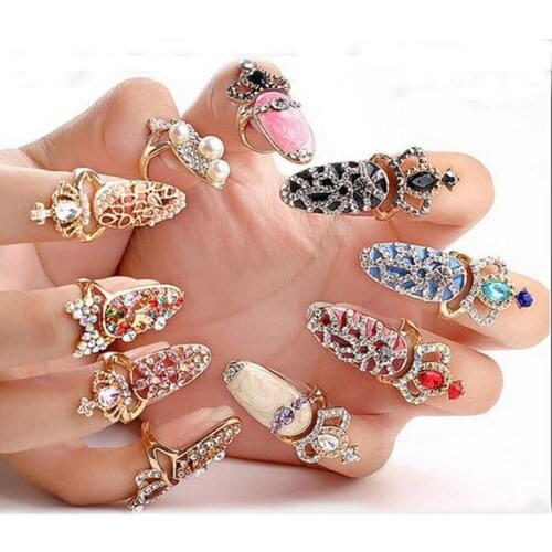 Hot creative female models armor tail ring fashion wild Zircon-studded crown opening adjustable ring Free shipping