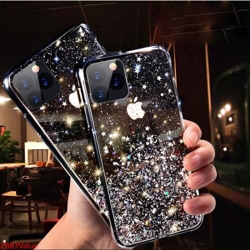 Soft Silicon Transparent Bling Glitter Phone Case For iPhone 12 Mini 11Pro MAX X XS Max XR 7 8 6 6s Plus SE2020 Phone Cover Capa