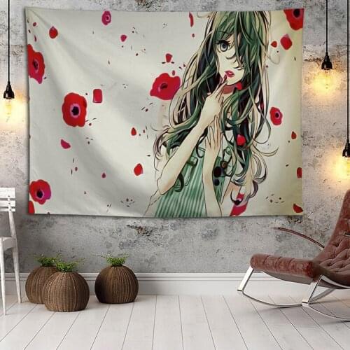 Hot Sale Custom Anime Girl Printed Tapestry Background Decorative Tapestry Various Sizes Wall Hanging Decor Wall Hanging