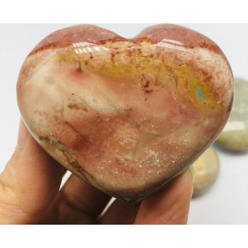 Natural ocean jasper Crystal heart reiki healing chakra polychrome crystal freeform polished tumble stone 1pc