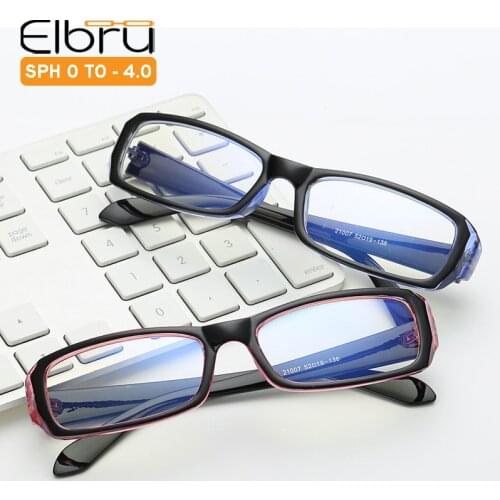 Elbru Classic Square Finished Myopia Glasses With Diopters -1.0 -1.5 -2.0 -2.5 -3 -3.5 -4 Anti Blue Light Optical Glasses Frame