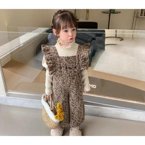 2021 Baby Kids Fall Printed Ruffles Suspend Pants, Children Fashion Trousers 6 pieces/lot, Wholesale