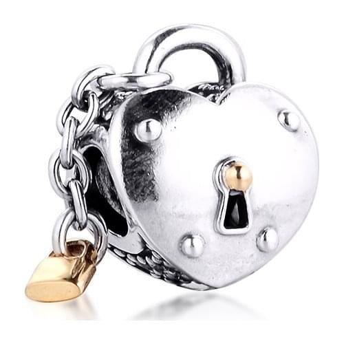 Heart & Lock Charm 2020 Free Shipping Jewellry Hot Sale Bracelets Pendant 100% Real Silver S925 Charm for Women