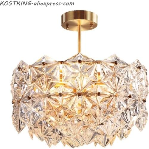 Post modern LED pendant light gold luxury K9 crystal pendant lamp living room hotel droplight Balcony hanging Hall Entrance