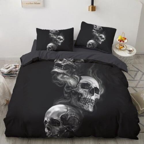 Bed Linen Bedding Sets euro/Double/family sets/2.0/Queen/King Bedspread For Home 2 Bedrooms Cushion Covers Skull Black