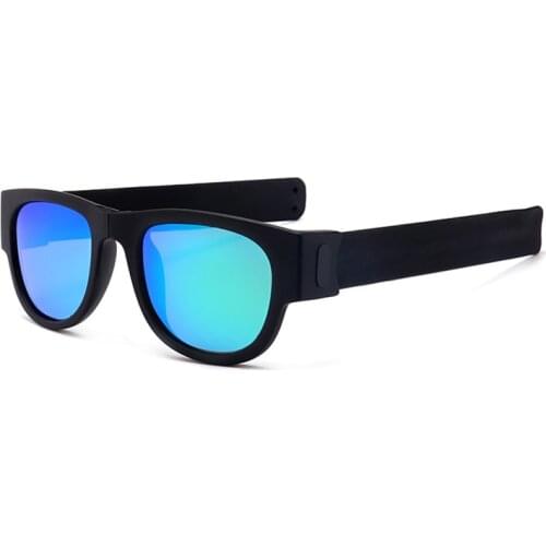 Mini Folding Polarized Sunglasses Women Men Cool Trendy Cycling Outdoor Sport Slap Sunglasses UV400 Black Frame