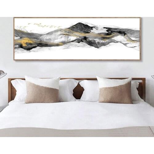 Modern Abstract Landscape Oil Painting on Canvas Golded Mountains Posters and Prints Wall Art Picture for Living Room Home Decor