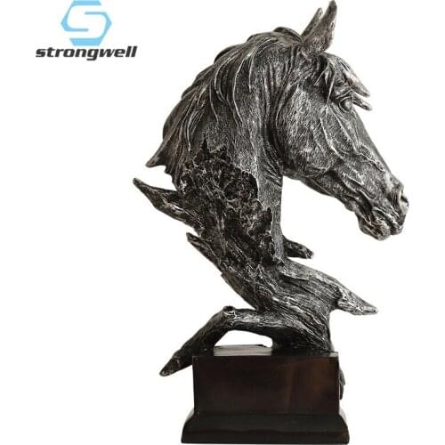 Strongwell Horse Head Statue Abstract Sculpture For Home Decoration Accessories Hnadcrafts Miniature Figurine Desk Decor