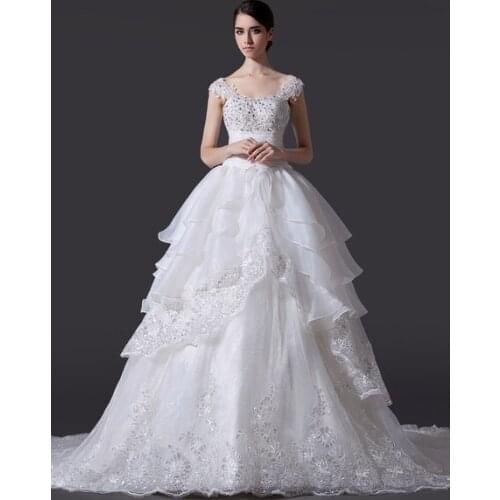 A-line Off-The-Shoulder Bow Organza Ivory Bridal Wedding Gown