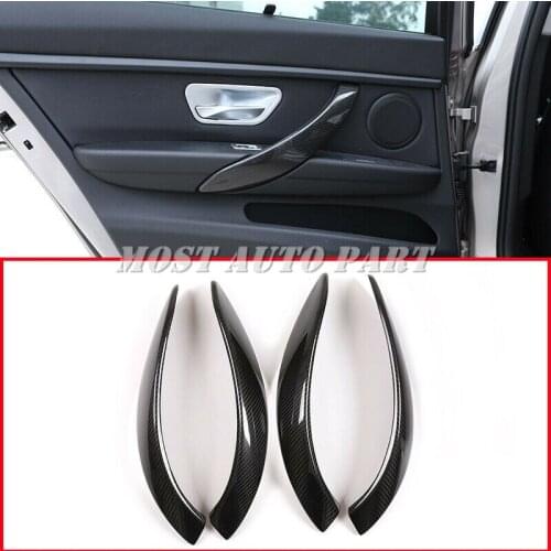 Carbon Fiber Interior Door Handle Trim For BMW 3 Series F30 2013-2018 4pcs Car Decoration Car Accesories Interior