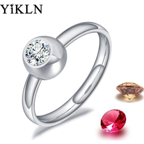YiKLN Original Design Diy CZ Crystal Anniversary Rings Jewelry For Women Girls Titanium Stainless Steel Charming Ring YR19098
