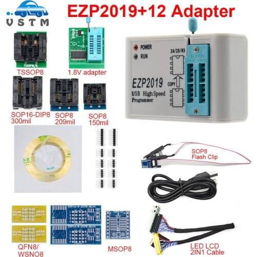 Factory Price! EZP2019 High-speed USB SPI Programmer Support24 25 93 EEPROM 25 Flash BIOS Chip+12 sockets Best quality
