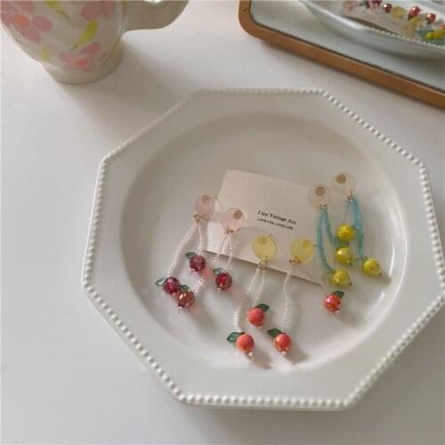 Origin Summer Cute Multiple Pink Color Butterfly Peach Earring Contrast Color Asymmetric Flowers Cat Dangle Earrings for Women