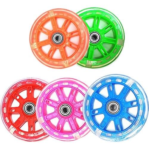 1 Pair ABEC-7 Kids Led Scooter Wheels 120mm Lights Flash Razor Stunt Push Abec- Bearings Replacement Wheel Part