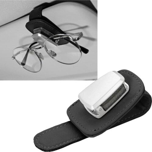 1pc Portable Car Sunglasses Holder Auto Sun Visor Glasses Cases Clip 10*4.5*2.5cm Leather Holder Car Visor Clip Eyeglass Hanger