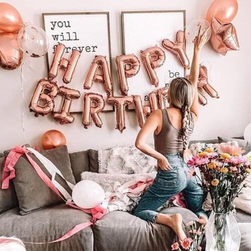 13pcs/lot 16inch Slim Letter Balloon Multicolor Alphabet Foil Balloons Happy Birthday Party Globos Baloes with free supplies