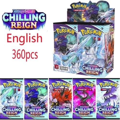2021 NEW 360Pcs Pokemon TCG: Sword & Shield Chilling Reign Calyrex Vmax Card 360pcs Cards Booster Display Box Collection Card