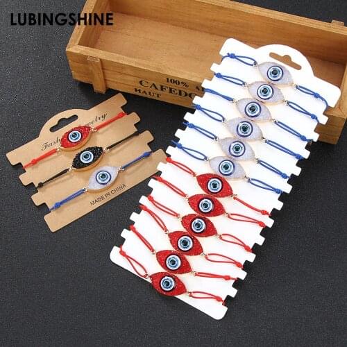 3Pcs 12Pcs Boho Evil Eye Charms Bracelet Handmade Adjustable Elastic rope Bracelets For Women Men Cuff Jewelry Friends Gift