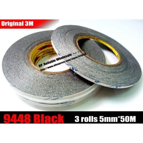 3 ROLLS (5mm Wide *50 Meters) 3M Black Adhesive Glue Tape Repair For Digitizer Touch Screen lens LCD