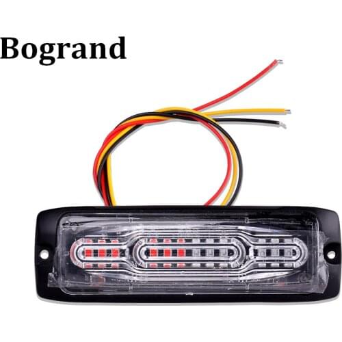 Bogrand LED Emergency Light Ultra-Thin Warning Flashing Lamp 12Led Ambulance Police Strobe Side Signal Car Light Assembly 12-24V