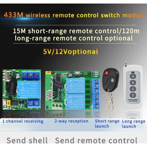 5V 12V DC Wireless Remote Controller Switch 433Mhz Relay Receiver Module Electric Access Control Lock Lamp
