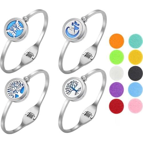 Perfume Essential Oil Diffuser Locket Bracelet 316L Stainless Steel Titanium Bracelet Chain Locket Charm With 10 Refill Pads
