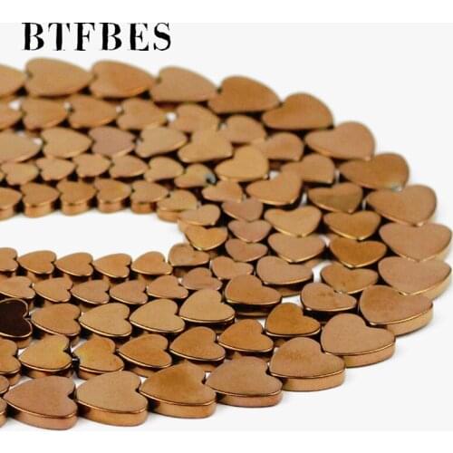 Natural Stone Hematite Copper Peach heart Spacers Loose Beads 6/8/10mm For Handmade bracelet Earrings Diy Charm Jewelry Making