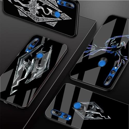 Skyrim Logo Tempered Glass Phone Case For Huawei honor 8X 9 10i 20i 20Lite 20Pro 30 Pro Cover Shell