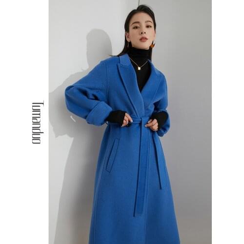 Double-faced cashmere coat womens winter coat mid-length Hepburn style autumn and winter high-end woolen coat