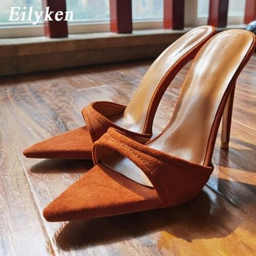Eilyken 2021 New Summer stiletto Women Slippers Sandals Banquet Dress Large size slides Fashion Bridesmaid Wedding shoes