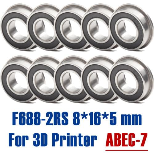 F688RS Bearing 8x16x5 mm ABEC-7 10 Pcs F688-2RS Flange Ball Bearings For VORON 0 Motion, Use In A/B Drive Units Idlers XY Joint