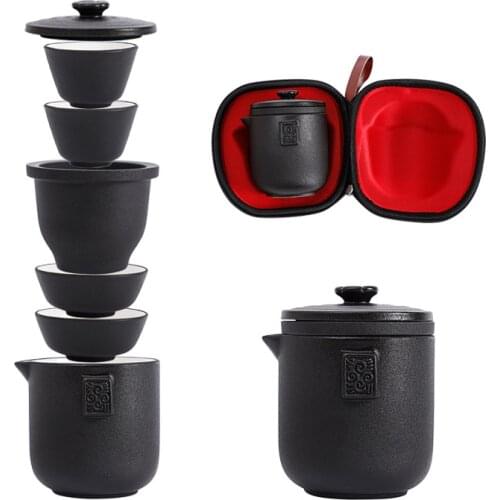 Chinese Dehua Porcelain Tea Sets Portable Simple Outdoor Travel Tour Car Tea Pot Cups Set Ceramic Kung Fu Teaware Tea Infuser