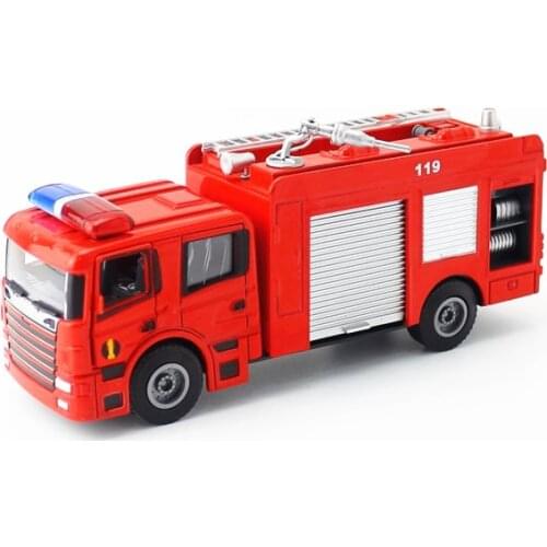 Hot-selling 1:50 alloy water tank fire truck model,2-door childrens fire sprinkler toy,firetruck toy,free shipping