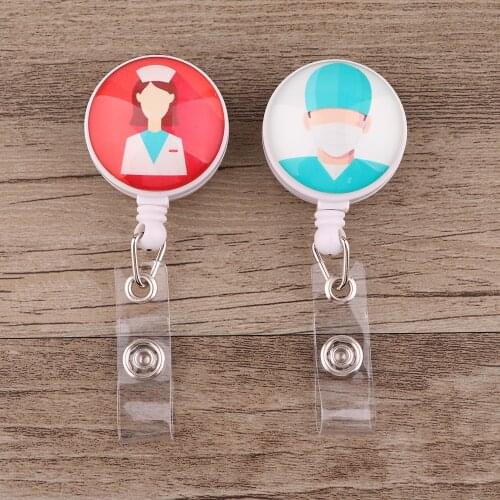 JF753 High Quality Retractable Nurse Badge Reel Clip Cartoon Medicine Doctor Student IC ID Card Badge Holder Office Supplies