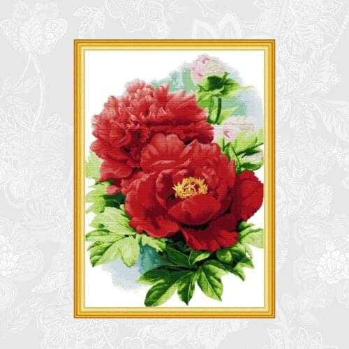 Blooming Peony Paintings aida Canvas 11CT 14CT Embroidery Needlework Cross stitch kits DIY Handmade Crafts Factory Wholesale
